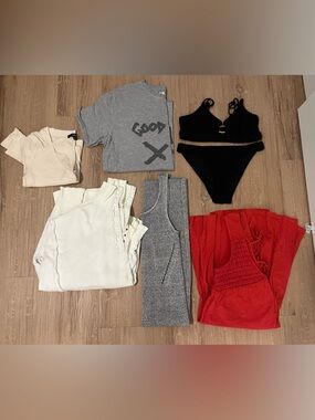 Mixed Women's Clothing Lot - Red, Black, Gray, Cream, White